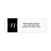 Ebony Simply Chic Monogram Holiday Address Labels (Vorne)