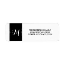 Ebony Simply Chic Monogram Holiday Address Labels
