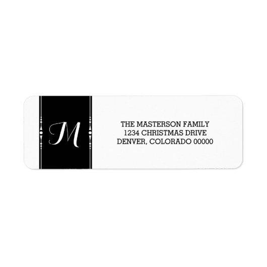 Ebony Simply Chic Monogram Holiday Address Labels (Vorne)