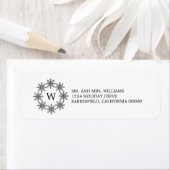 Ebony Snowflake Wreath Holiday Address Labels (Insitu)