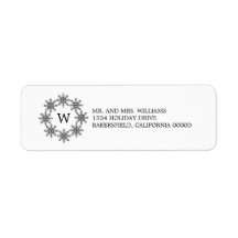 Ebony Snowflake Wreath Holiday Address Labels