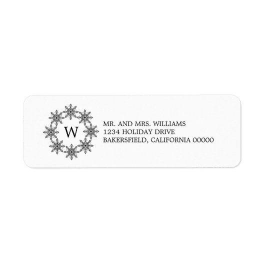 Ebony Snowflake Wreath Holiday Address Labels (Vorne)
