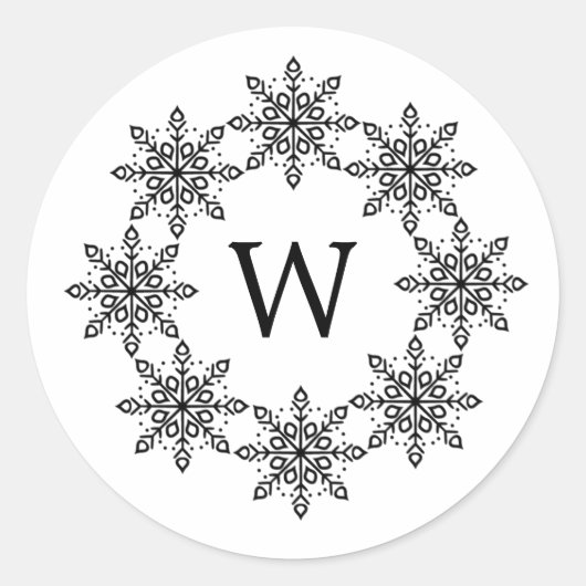 Ebony Snowflake Wreath Holiday Stickers (Vorderseite)