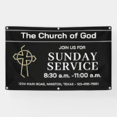Ebony-Sonntagsgottesdienst-Kirchenbanner mit Ihrem Banner (Horizontal)