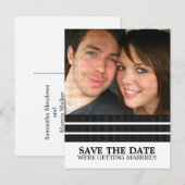 Ebony Triple Stripe Save the Date Postkarte (Vorne/Hinten)