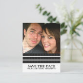 Ebony Triple Stripe Save the Date Postkarte (Stehend Vorderseite)