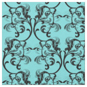 Ebony Turquoise Parisian Damask Muster Fabric Stoff (Nahaufnahme)