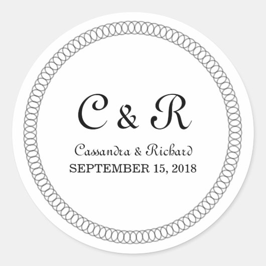 Ebony umringt Round Wedding Stickers (Vorderseite)