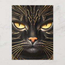 Ebony und Gold Cat Postcard