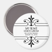Ebony v2 Extravagant Ornamental Save the Date Magn Magnet (Vorderseite/Rückseite)