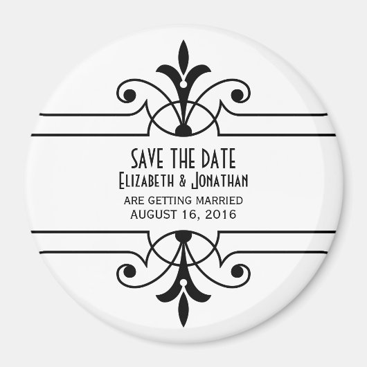 Ebony v2 Extravagant Ornamental Save the Date Magn Magnet (Vorne)