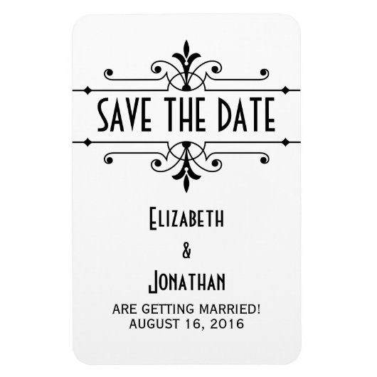 Ebony v2 Extravagant Ornamental Save the Date Magn Magnet (Vertikal)