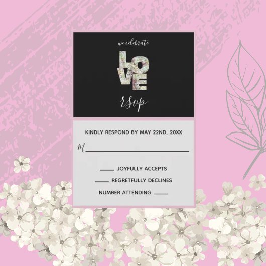 Ebony Vanilla Strawberry Hydrangeas RSVP-Karte RSVP Karte