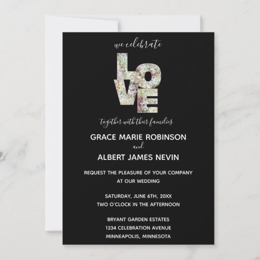 Ebony Vanilla Strawberry Hydrangeas Wedding Invite (Vorderseite)