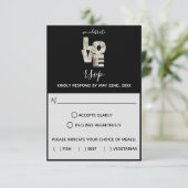 Ebony Vanilla Strawberry Hydrangeas Wedding RSVP Karte (Stehend Vorderseite)