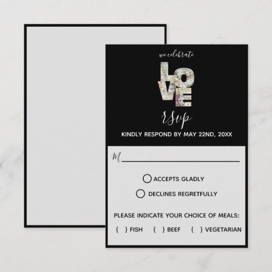 Ebony Vanilla Strawberry Hydrangeas Wedding RSVP Karte (Vorne/Hinten)