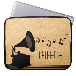 Ebony Vintag Gramophon Laptop Sleeve