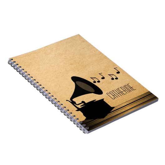 Ebony Vintag Gramophon Notebook Notizblock (Rechte Seite)