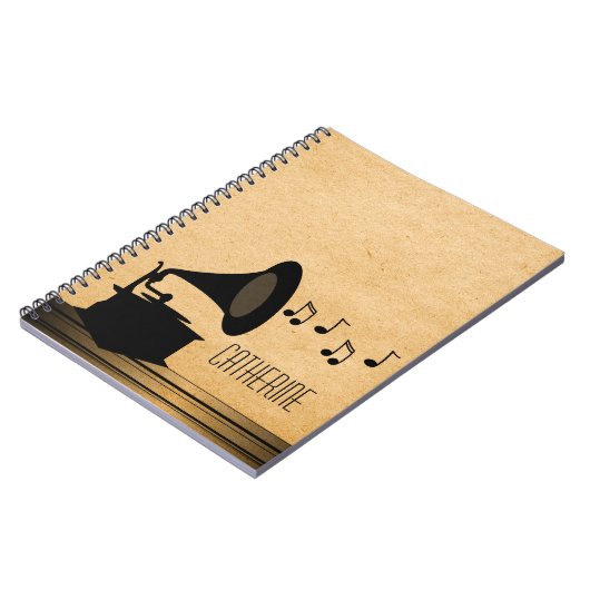 Ebony Vintag Gramophon Notebook Notizblock (Linke Seite)