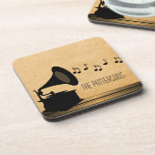 Ebony Vintag Gramophon Untersetzer Set (Linke Seite)