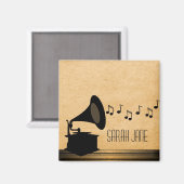 Ebony Vintag Gramophone Magnet (Vorderseite/Rückseite)