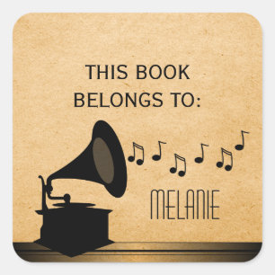 Ebony Vintag Gramophone Stickers