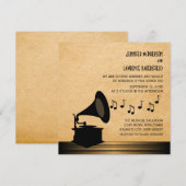 Ebony Vintag Gramophone Wedding Einladung (Vorne/Hinten)