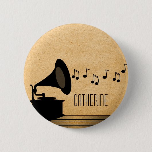 Ebony Vintage Gramophone Knopf Button (Vorderseite)