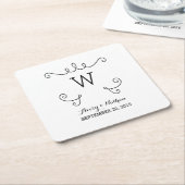 Ebony Whimsical Blühe Monogram Paper Untersetzer (angewinkelt)