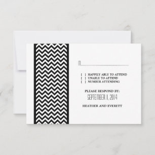 Ebony Zickzack Border RSVP Card Karte