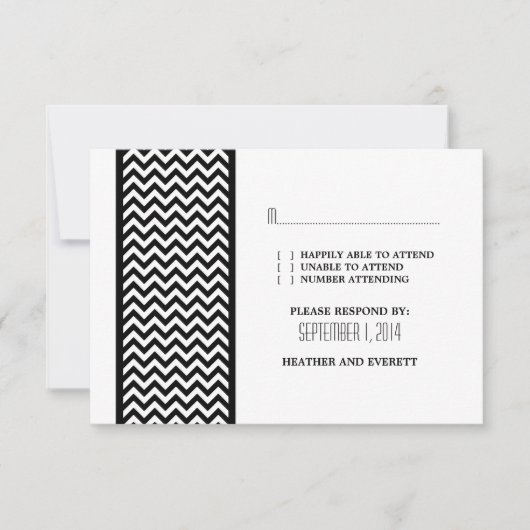Ebony Zickzack Border RSVP Card Karte (Vorderseite)
