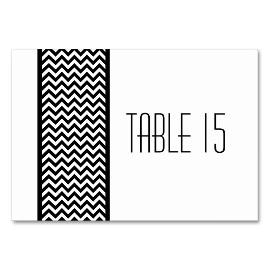 Ebony Zickzack Border Table Card Tischnummer (Vorderseite)