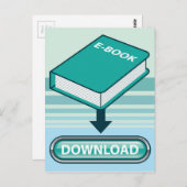 Ebook Button mit Buchsymbol herunterladen Postkarte (Vorne/Hinten)