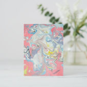 Ebru Art Pastel Abstract — Signature Matte  Postkarte (Stehend Vorderseite)