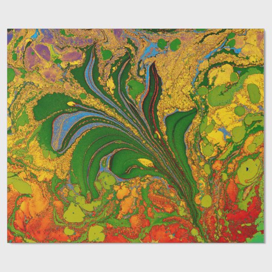 Ebru Marbling Floral Pattern Geschenkpapier (Flach)