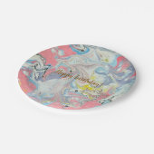 ​Ebru Pastel Abstract — Whimsical Paper Plates Pappteller (Schrägansicht)