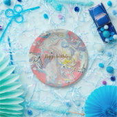 Ebru Pastell Abstrakt — Whimsische Pappteller (Party)