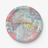 Ebru Pastell Abstrakt — Whimsische Pappteller (Vorderseite)