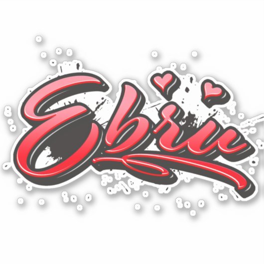 Ebru red Heart Graffiti Aufkleber Sticker (Vorderseite)