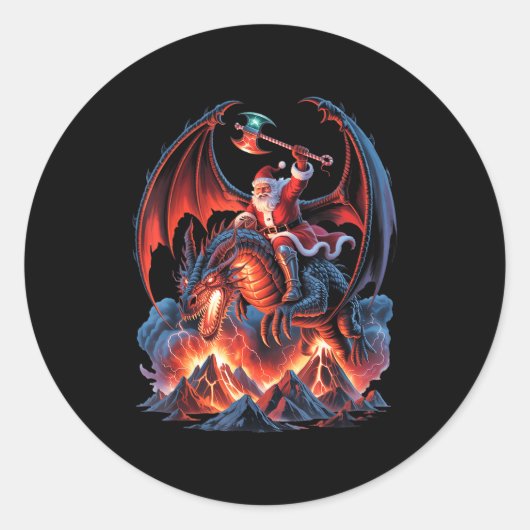 Ec Christmas Fantasy - Mmo Mystic Santa Riding Dra Runder Aufkleber (Vorderseite)