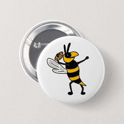 EC, gelbe Jacken-werfender Fußball-Cartoon Button (Vorne & Hinten)