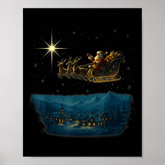 Ec Santa Sleigh With And Stars Poster (Vorne)
