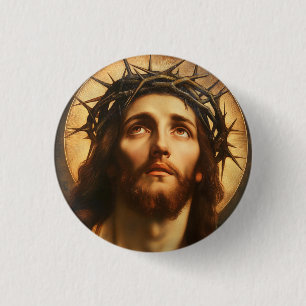 Ecce Homo Jesus Christus mit Dornenkrone Button