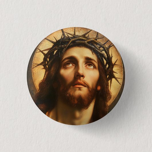 Ecce Homo | Jesus Christus mit Dornenkrone Button (Vorderseite)