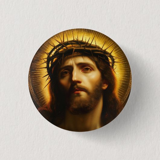 Ecce Homo | Jesus Christus mit Dornenkrone Button (Vorderseite)