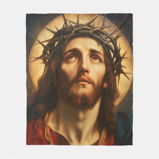 Ecce Homo | Jesus Christus mit Dornenkrone Fleecedecke (Vorderseite)