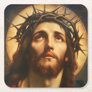 Ecce Homo Jesus Christus mit Dornenkrone Rechteckiger Pappuntersetzer