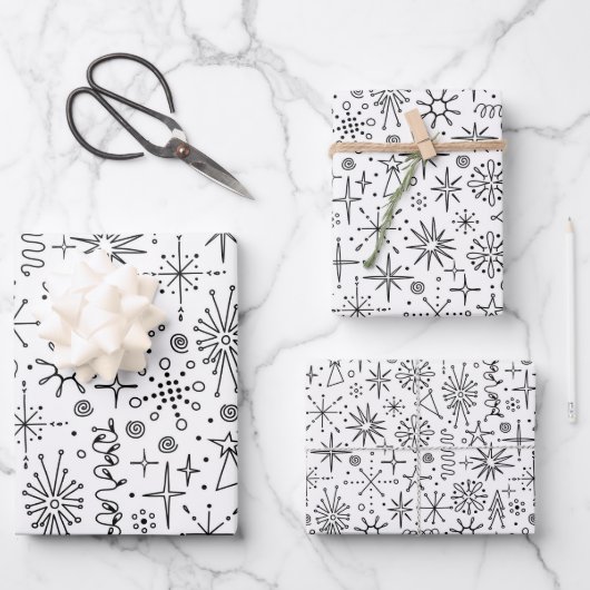Eccentric Mitte Century Modern Retro Geschenkpapier Set (Vorderseite)