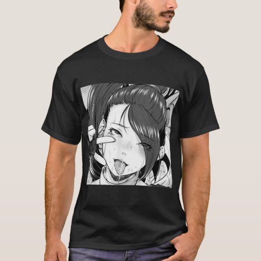 Ecchi Otaku Hentai Waifu Ahegao Girl Manga Anime T-Shirt (Vorderseite)