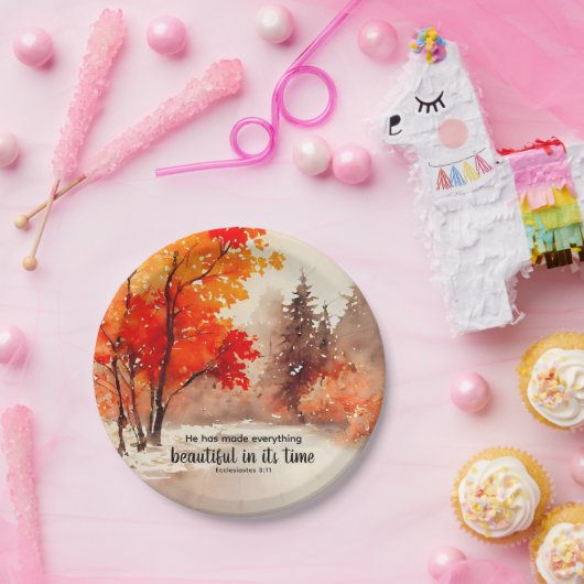 Ecclesiastes 3:11 Bibelverse Fall Wasserfarbe Pappteller (Party)